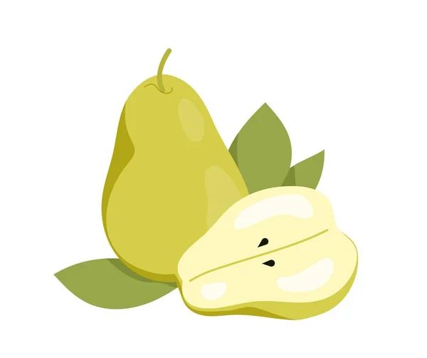 Pear Slice Fresh Natural Products Fruits Vegetables Social Media Stickers — 스톡 벡터