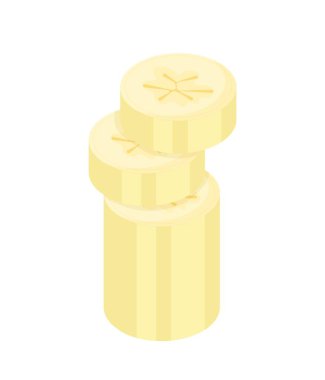 Slices of banana. Natural, organic and fresh products. Graphic elements for website, icons. Summertime, hot season and juicy fruits for juices and smoothies. Cartoon flat vector illustration