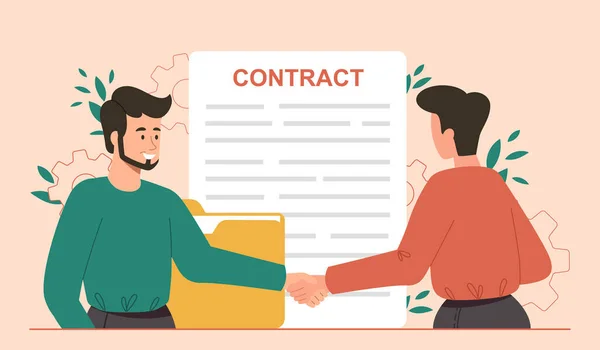 Men Conclude Contract Partnership Cooperation Companies Businessman Investor Shake Hands — Wektor stockowy