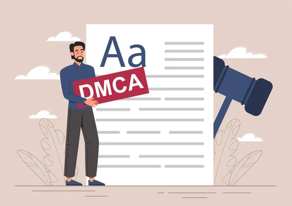 Dmca Notice Concept Digital Millennium Copyright Act Protection Texts Works — Stockvector