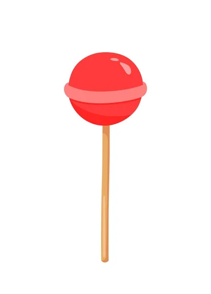 Red Lollipop Icon Sweets Presents Children Bright Caramel Fruity Stick — Vetor de Stock
