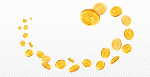 Flying Golden Coins Path Jewels Currency Financial Literacy Wealth Graphic — Vettoriale Stock