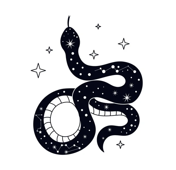 Snake Boho Style Esotericism Mysticism Witchcraft Black Magic Graphic Elements — Stockvektor