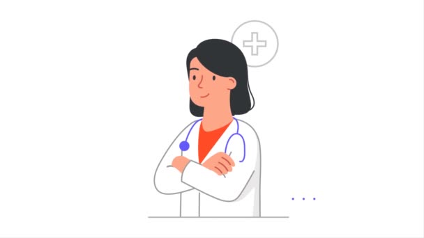 비디오 움직이는 치료사 유니폼과 마스크 질병을 간호사 스타일의 그래픽 애니메이션 — 비디오
