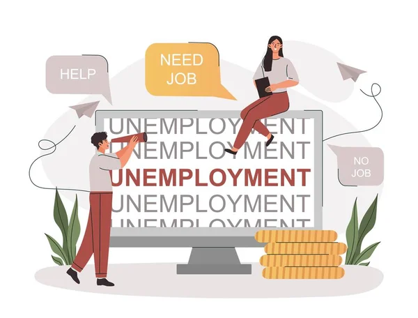 Концепція Безробіття Чоловік Жінка Можуть Знайти Вакансії Проблеми Роботою Криза — стоковий вектор