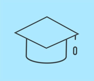 Minimalist graduation hat. Symbol of education and successful students. Award and confirmation of completion of educational program. Holiday, festive and event. Cartoon flat vector illustration