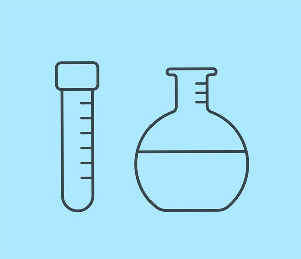 Minimalist Chemystry Flasks Equipment Conducting Scientific Experiments School University Evaluation — ストックベクタ