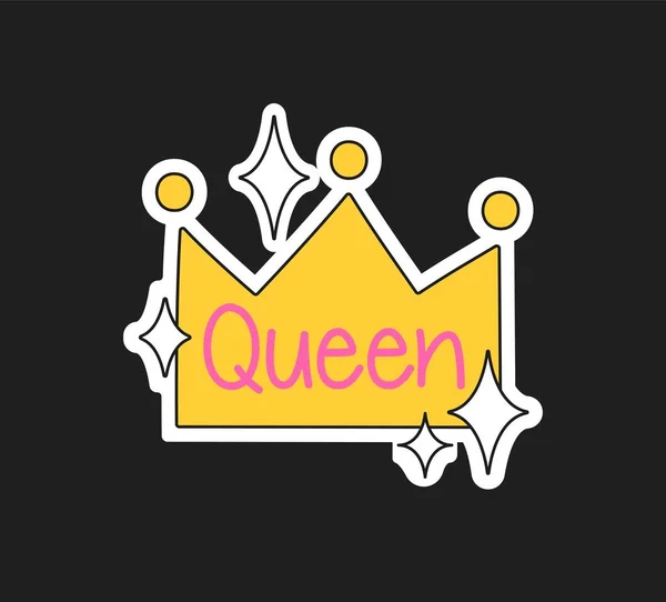 Queen Crown Sticker Design Elements Social Networks Symbol Power Strength — Stock Vector