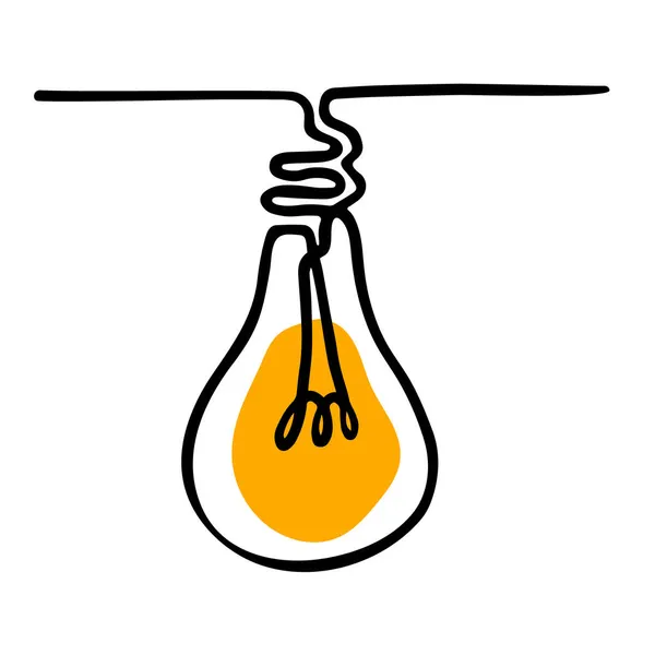 Single light bulb drawn with continuous line. — Stock Vector