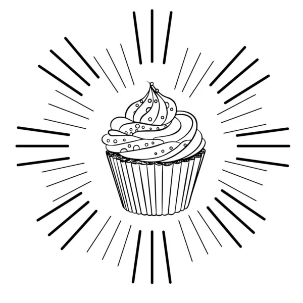Χειροποίητο cupcake με ακτίνες — Διανυσματικό Αρχείο