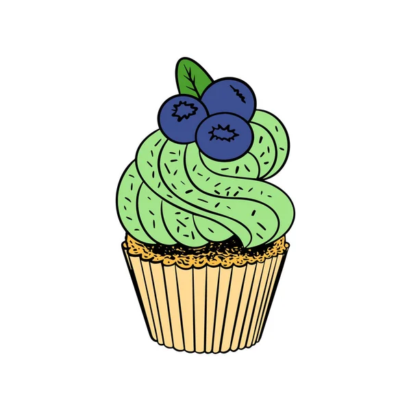 Χειροποίητο χρωματιστό cupcake με βατόμουρο — Διανυσματικό Αρχείο