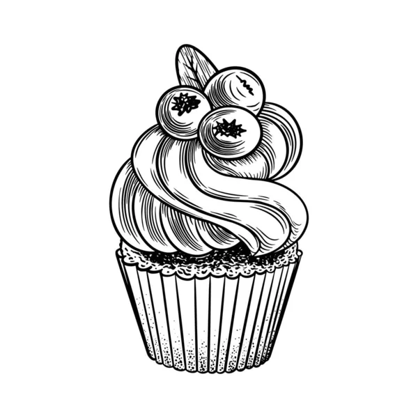 Χέρι συντάσσονται cupcake σκίτσο — Διανυσματικό Αρχείο