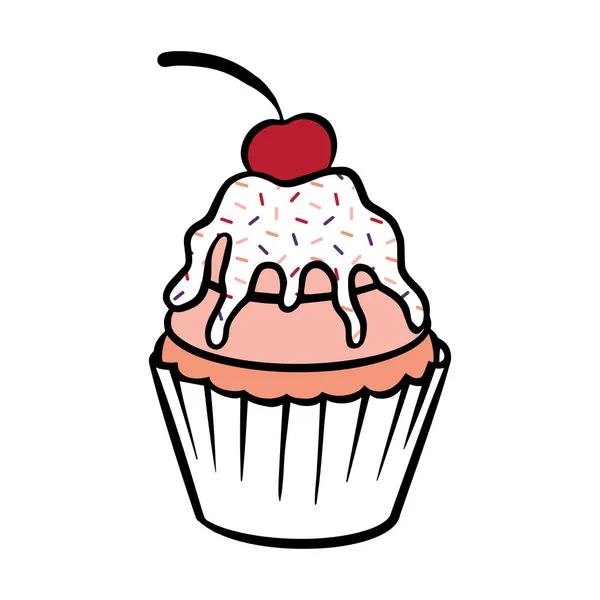 手描きアウトラインカップケーキ — ストックベクタ