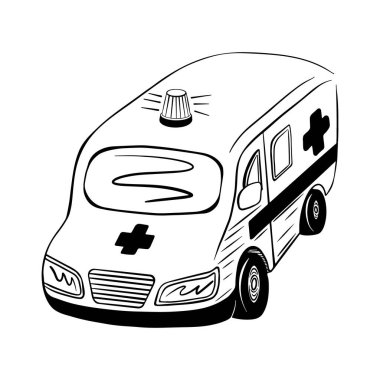 Yarım yamalak çizilmiş ambulans arabası.