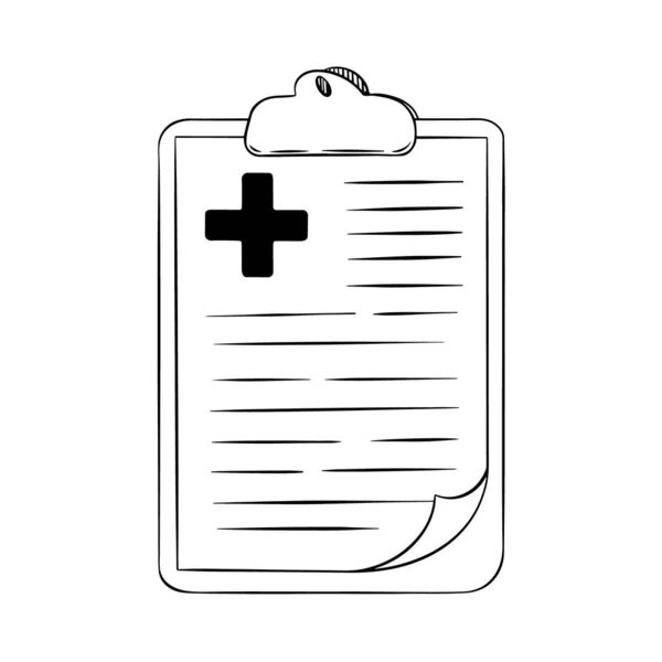 Ručně kreslená schránka s lékařským dokumentem — Stockový vektor