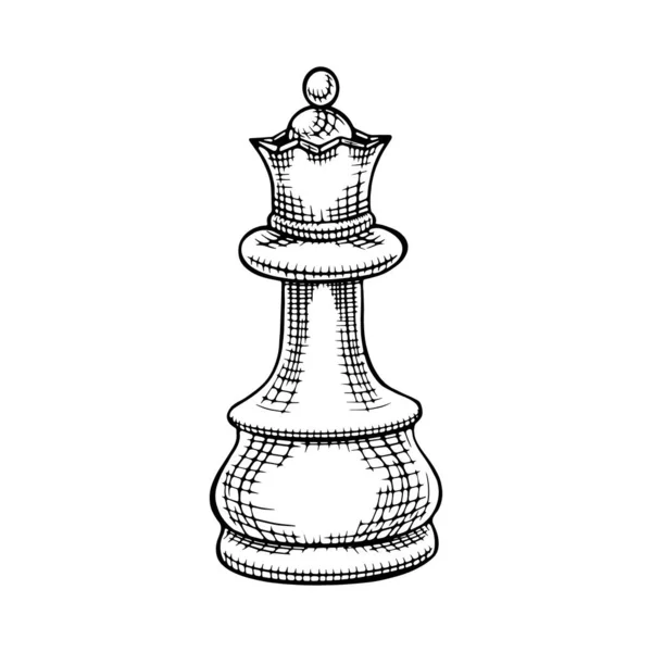 Ręcznie rysowana królowa szachów — Wektor stockowy