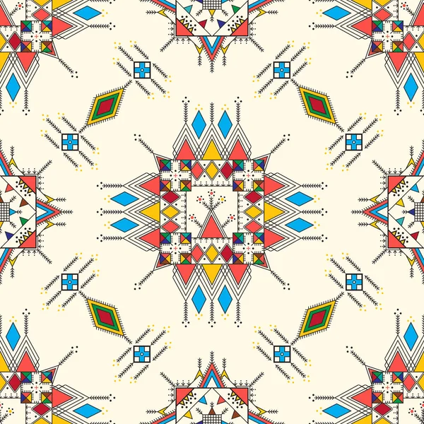 Padrão Repetição Geométrica Decorativa Inspirada Pinturas Tradicionais Qatt Asiri — Vetor de Stock