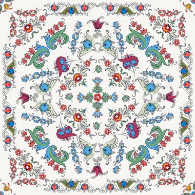 Gül rengi fayans, geleneksel Norveç dekoratif deseni. Vektör illüstrasyonu