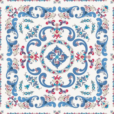 Gül rengi fayans, geleneksel Norveç dekoratif deseni. Vektör illüstrasyonu