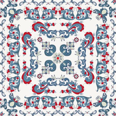 Gül rengi fayans, geleneksel Norveç dekoratif deseni. Vektör illüstrasyonu