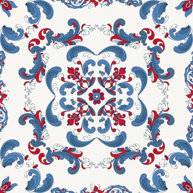 Gül rengi fayans, geleneksel Norveç dekoratif deseni. Vektör illüstrasyonu