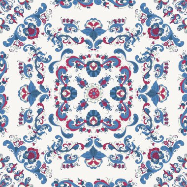 Gül rengi fayans, geleneksel Norveç dekoratif deseni. Vektör illüstrasyonu