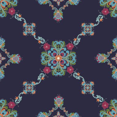 Gül rengi fayans, geleneksel Norveç dekoratif deseni. Vektör illüstrasyonu