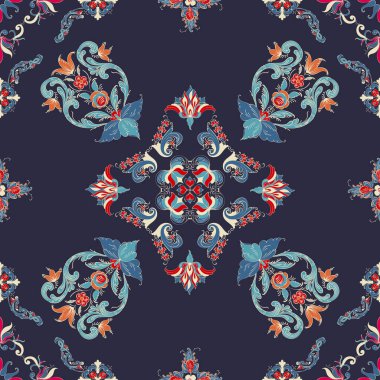 Gül rengi fayans, geleneksel Norveç dekoratif deseni. Vektör illüstrasyonu