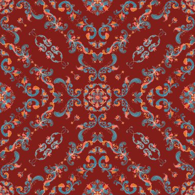 Gül rengi fayans, geleneksel Norveç dekoratif deseni. Vektör illüstrasyonu