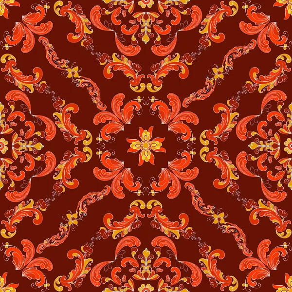 Rosemaling Tile Traditional Norwegian Decorative Pattern Vector Illustration — Stock Vector