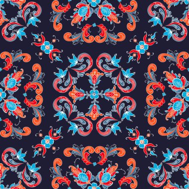 Gül rengi fayans, geleneksel Norveç dekoratif deseni. Vektör illüstrasyonu