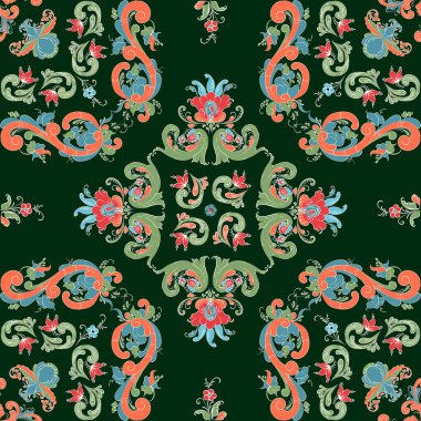 Gül rengi fayans, geleneksel Norveç dekoratif deseni. Vektör illüstrasyonu