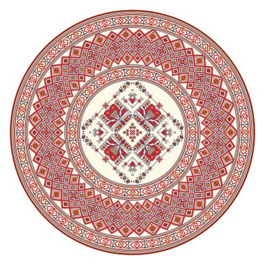 Beyaz arkaplan üzerine geleneksel Bulgar nakış tasarımı ögesi