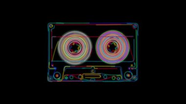 Neon, Retro Kaset siyah arkaplan üzerine canlandırıldı.