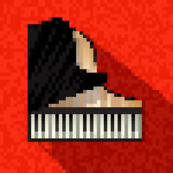 Pixel Art Grand Piano Icon Vector Illustration — 图库矢量图片