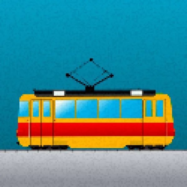Pixel Arte Tram Carro Vetor Ícone —  Vetores de Stock