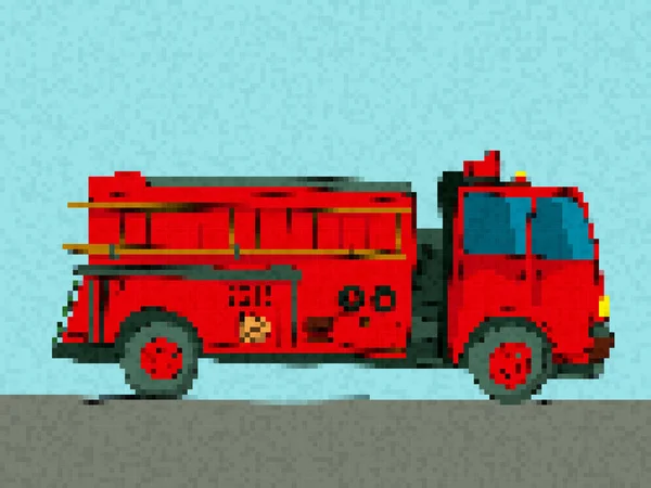 ピクセルアート消防車 ベクトルイラスト — ストックベクタ