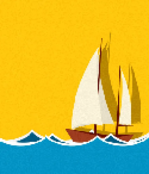 Piksel Sanatı Yelkenli Gemi Vektör Çizimi — Stok Vektör