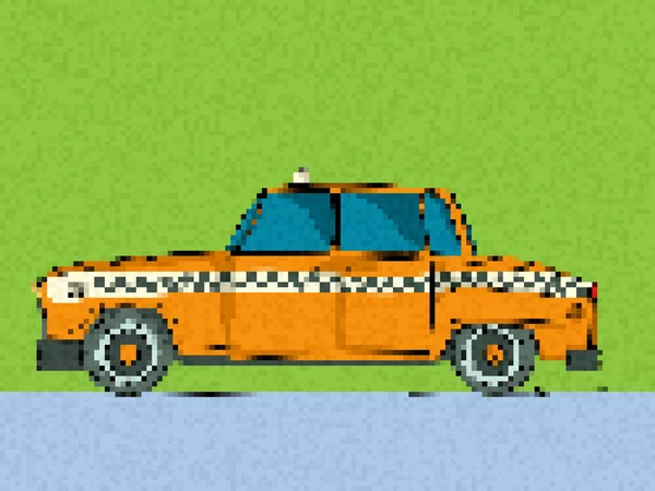 Pixel Arte Taxi Coche Vector Ilustración — Archivo Imágenes Vectoriales