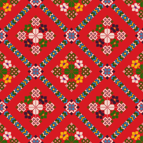 Motif Sans Couture Vecteur Broderie Ukrainienne — Image vectorielle