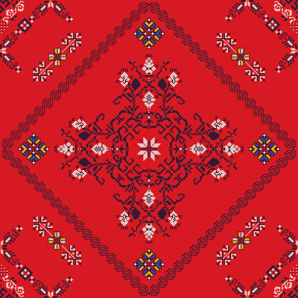 Ukrainian embroidery vector seamless pattern