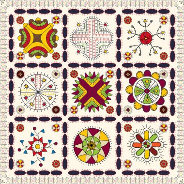 Estonya Mulgi nakışından esinlenilmiş halk sanatı vektör deseni