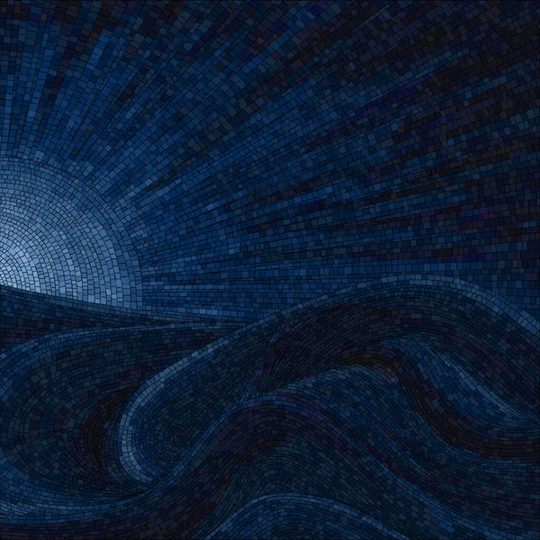 Мозаичный Векторный Фон Луной Волнами — стоковый вектор