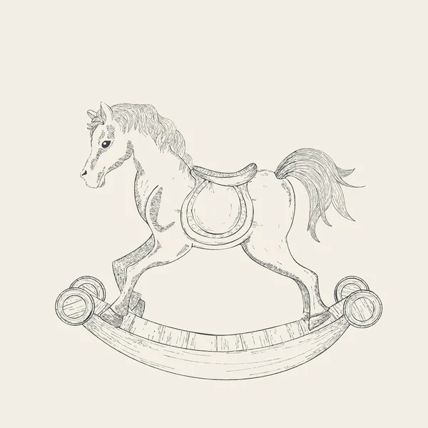 Hand Drawn Rocking Horse Vector Illustration — Stock Vector