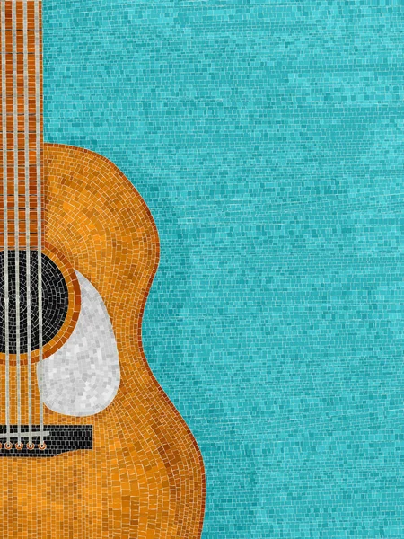 Guitarra Acústica Arte Mosaico Ilustração Vetorial — Vetor de Stock