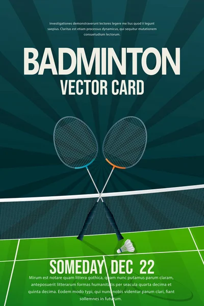 Badminton Flyer Poster Design Modèle Modifiable Vecteur Invitation Sportive Raquettes — Image vectorielle