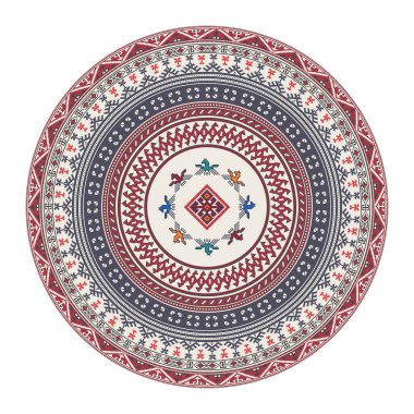 Geleneksel Gürcistan yuvarlak dekoratif öğesi, beyaz arkaplan üzerinde izole edilmiş vektör.