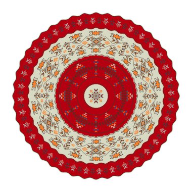 Geleneksel Gürcistan yuvarlak dekoratif öğesi, beyaz arkaplan üzerinde izole edilmiş vektör.