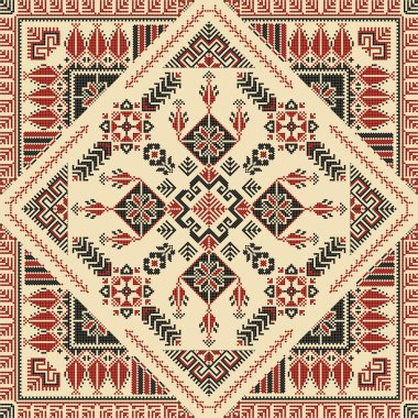 Embroidery Tatreez pattern, Palestinian fashion vector ornament