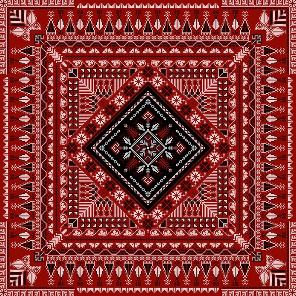 Embroidery Tatreez Pattern Palestinian Fashion Vector Ornament — Stockvektor